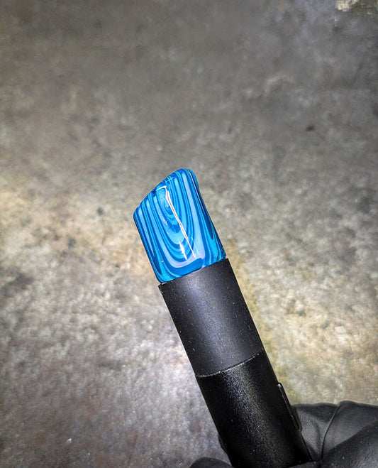 Stock Shape Pivot Spinner Mouthpiece Aqua, Peacock, jackpot and lucid linework